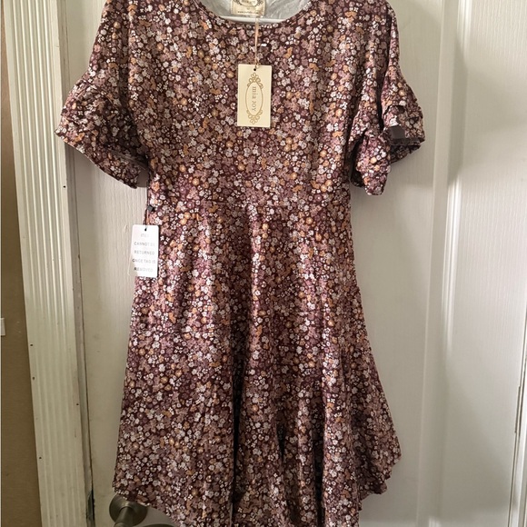 MIA JOY joyfolie Girls brown floral formal dress stretchy NWT - Picture 2 of 8